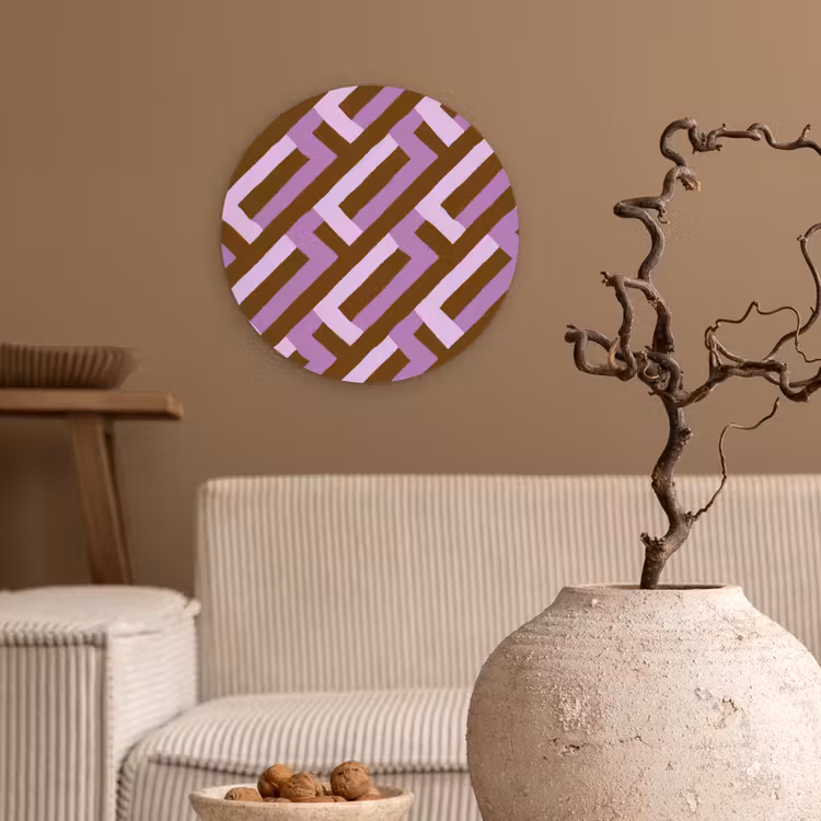 Muurcirkel - Bruin - Roze - Geometrisch - Meander - Patroon — 2