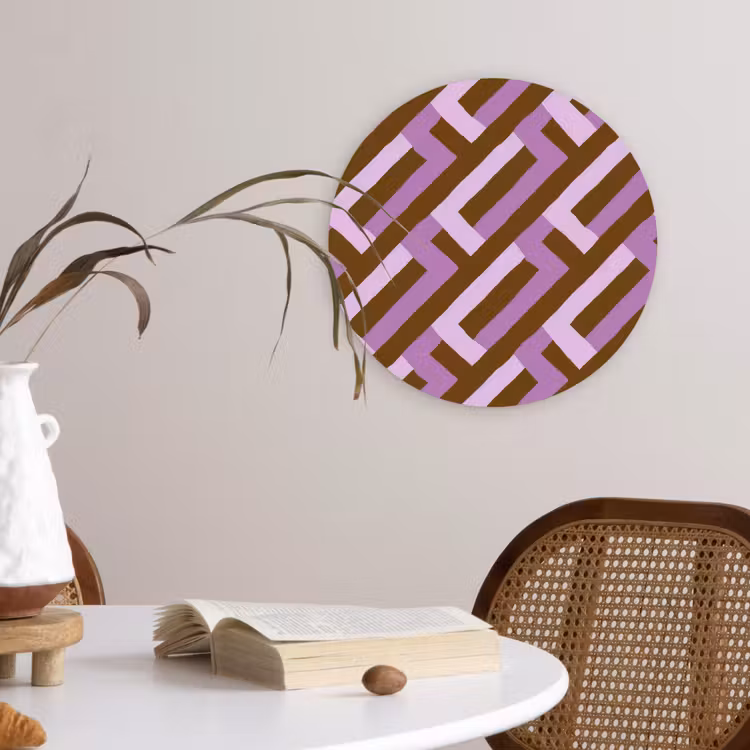 Muurcirkel - Bruin - Roze - Geometrisch - Meander - Patroon — 4