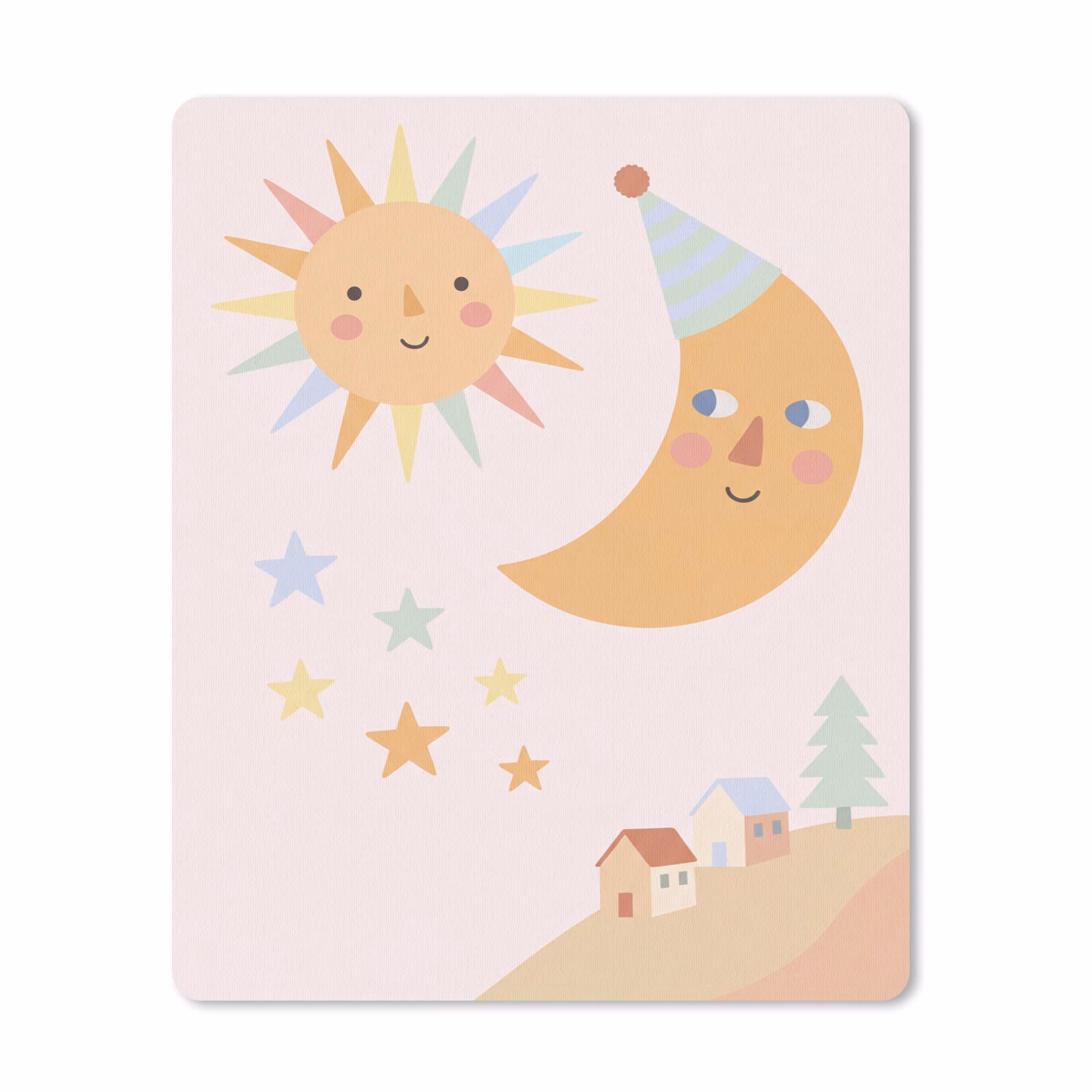 Muismat - Zon - Maan - Sterren - Kinderkamer - Pastel — 1