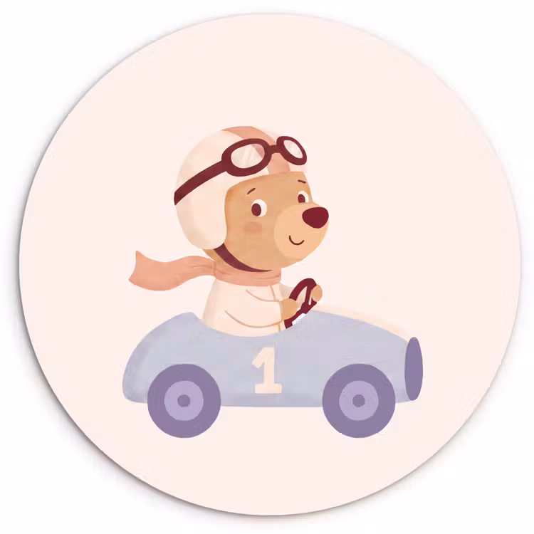 Muurcirkel - Beer - Auto - Kinderkamer - Cartoon - Speels — 1