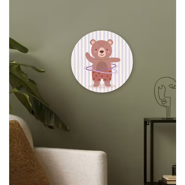 Muurcirkel - Beer - Hoepel - Kinderkamer - Illustratie - Bruin — 3