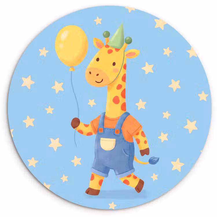 Muurcirkel - Dieren - Giraffe - Ballon - Feest - Kinderkamer — 1