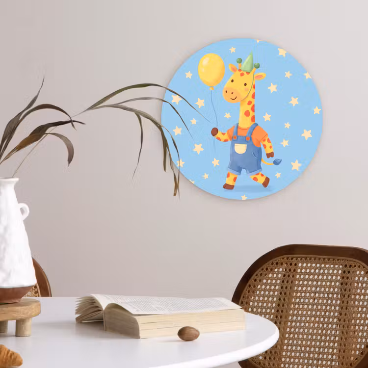 Muurcirkel - Dieren - Giraffe - Ballon - Feest - Kinderkamer — 4