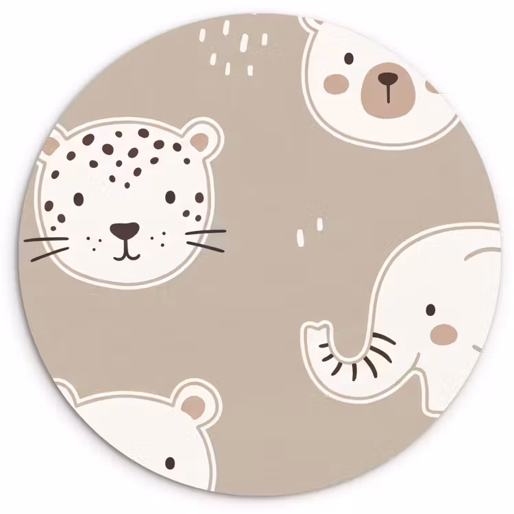 Muurcirkel - Dieren - Patroon - Illustratie - Modern - Beige — 1
