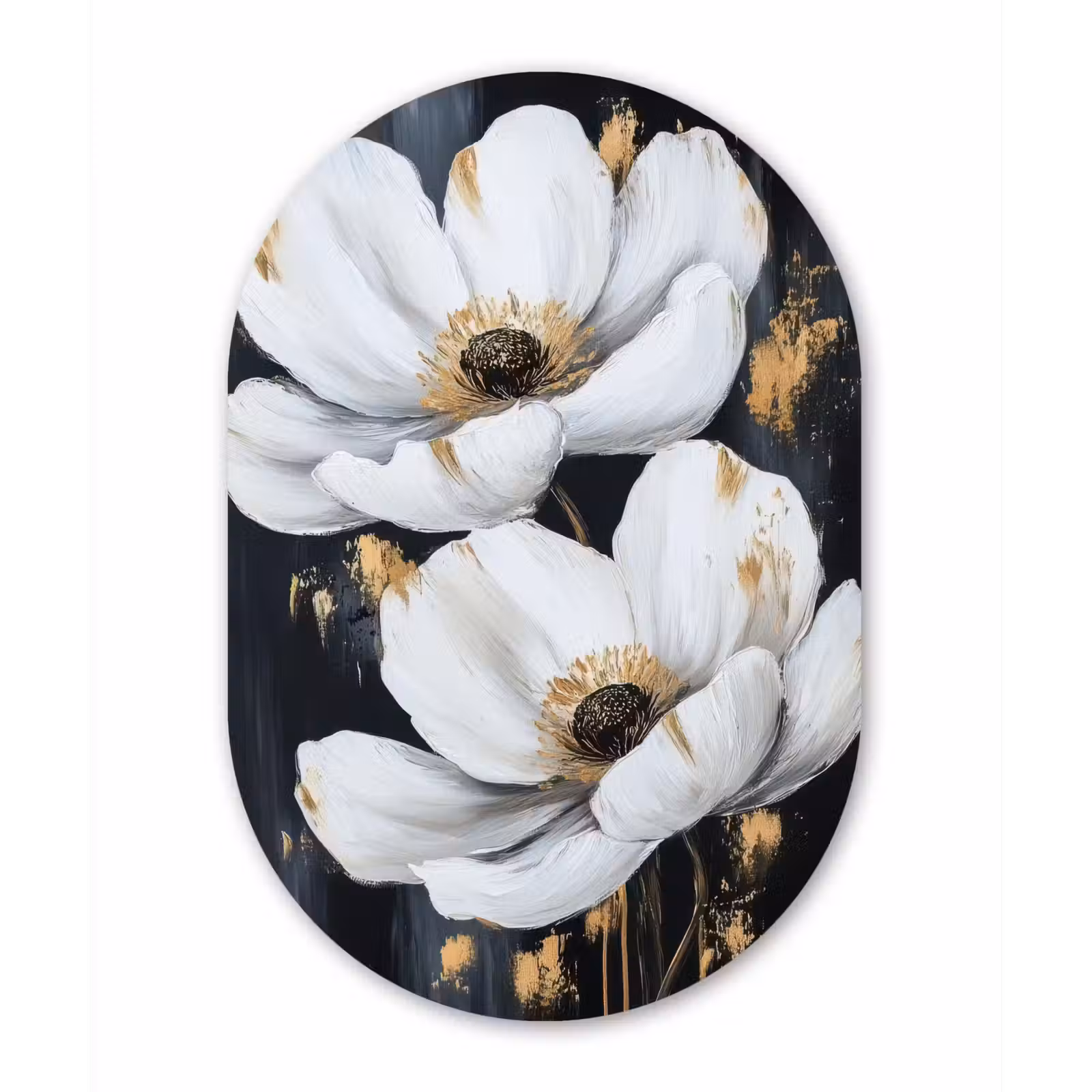 Muurovaal aluminium - Bloemen - Wit - Abstract — 1