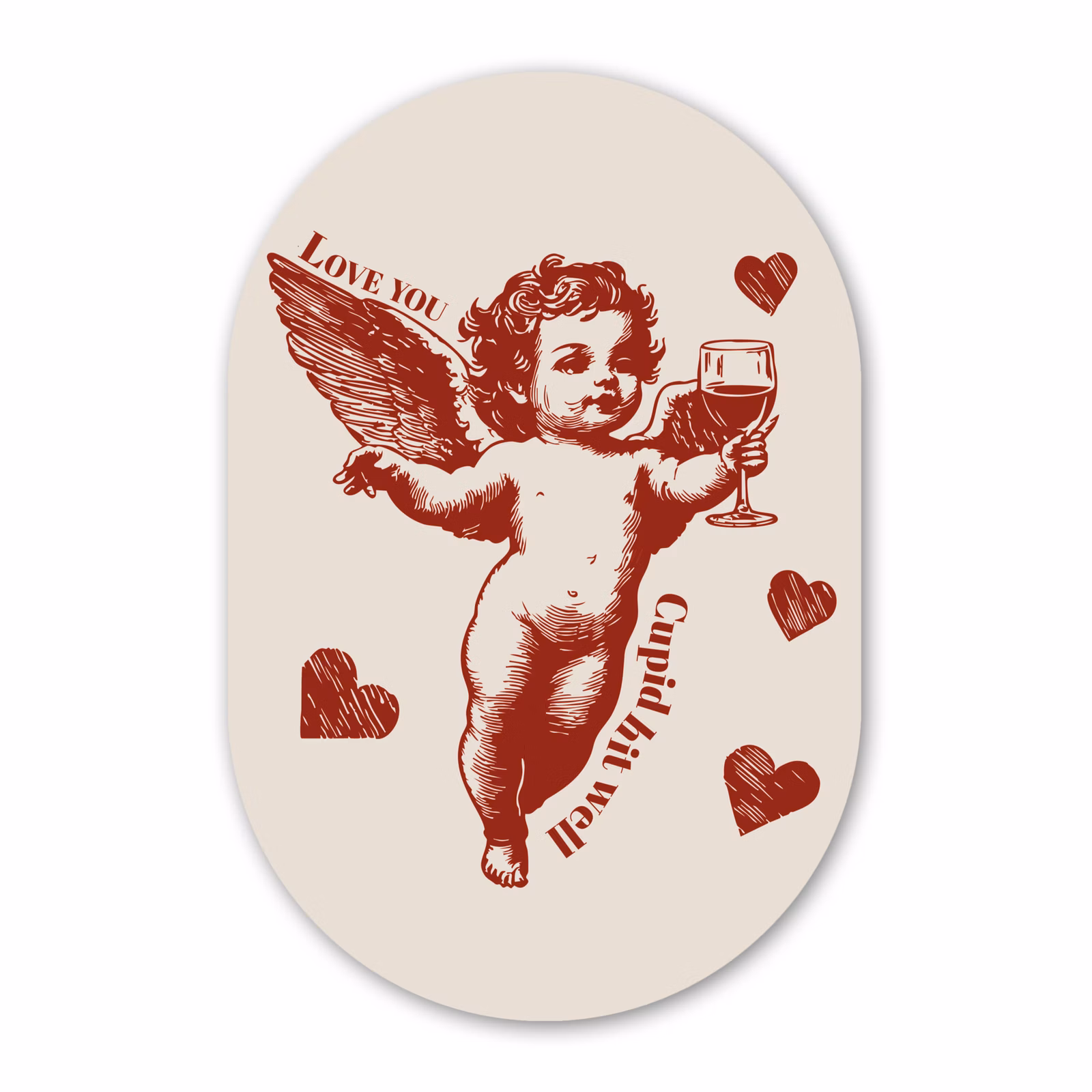 Muurovaal aluminium - Cupido - Hartjes - Rood - Klassiek — 1