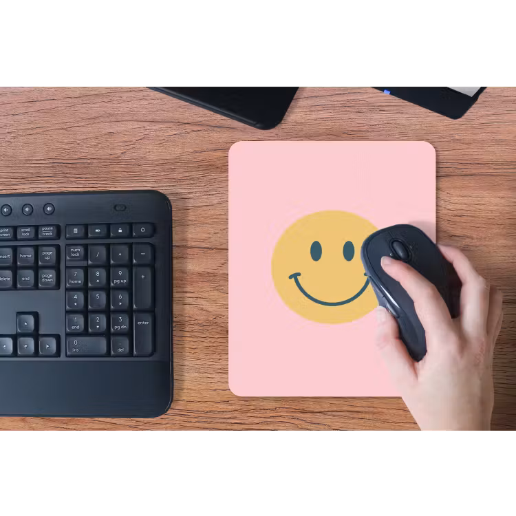 Muismat - Smiley - Geel - Roze - Symbool - Minimalistisch — 3