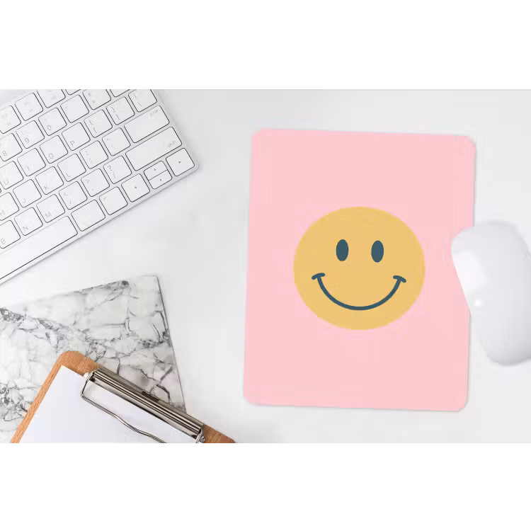 Muismat - Smiley - Geel - Roze - Symbool - Minimalistisch — 4