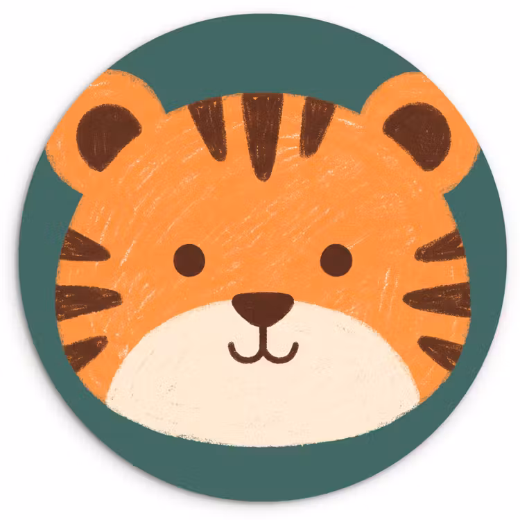Muurcirkel - Dieren - Kop - Oranje - Illustratie - Modern — 1