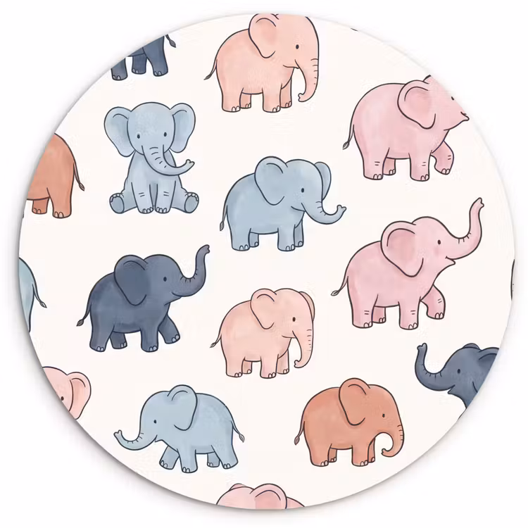 Muurcirkel - Dieren - Patroon - Kinderkamer - Pastel - Speels — 1