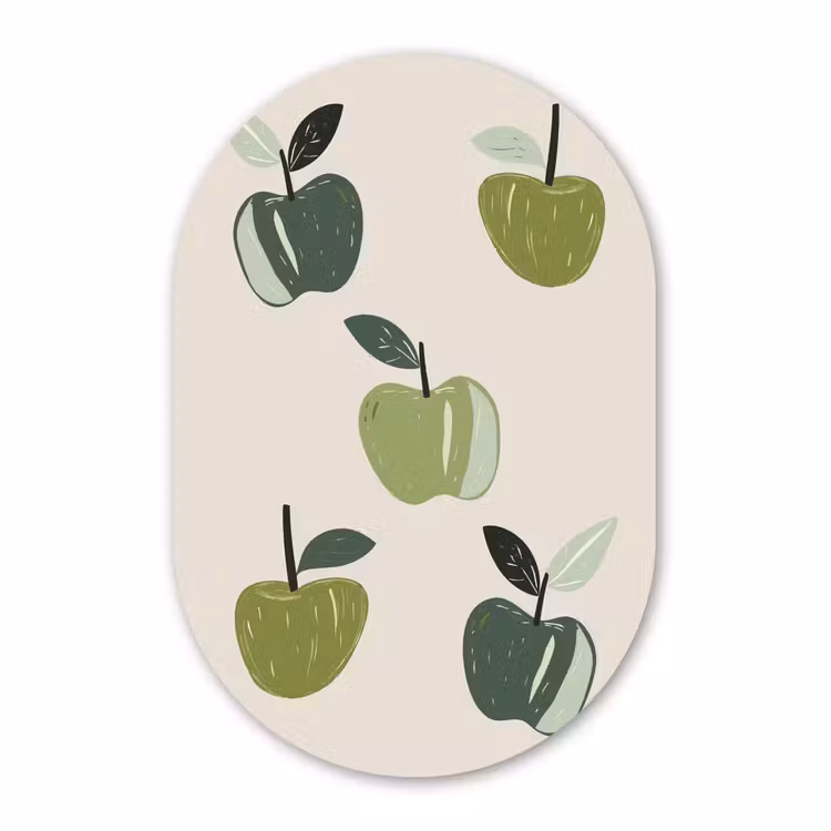Muurovaal aluminium - Appels - Groen - Illustratie - Bladeren — 1