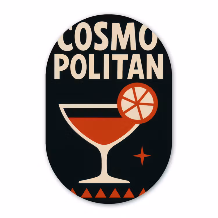 Muurovaal aluminium - Cocktail - Zwart - Illustratie — 1
