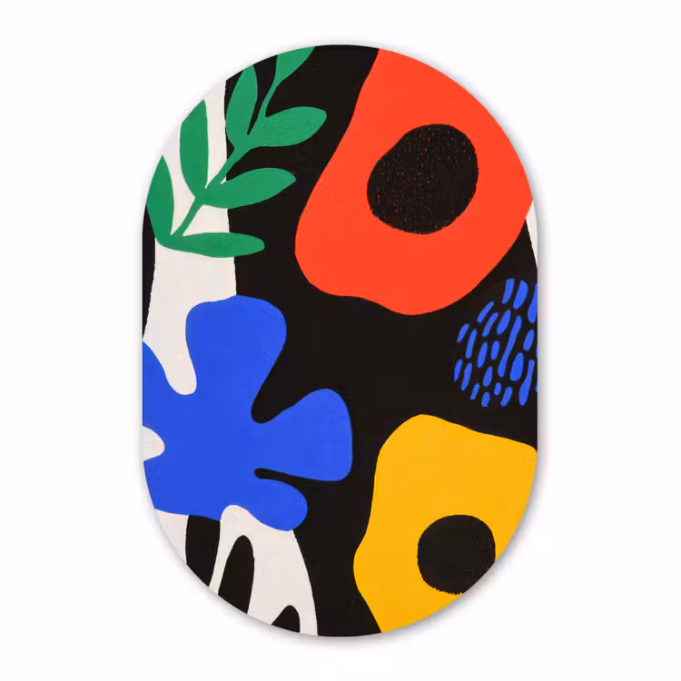 Muurovaal aluminium - Bloemen - Bladeren - Abstract - Zwart — 1