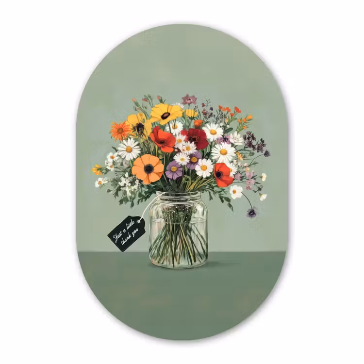 Muurovaal aluminium - Bloemen - Vaas - Kaartje — 1