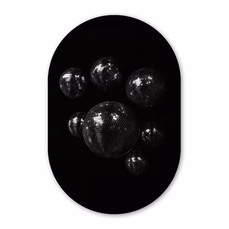 Muurovaal aluminium - Discoballen - Minimalistisch - Zwart — 1