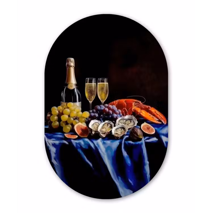 Muurovaal aluminium - Champagne - Luxe - Oesters — 1