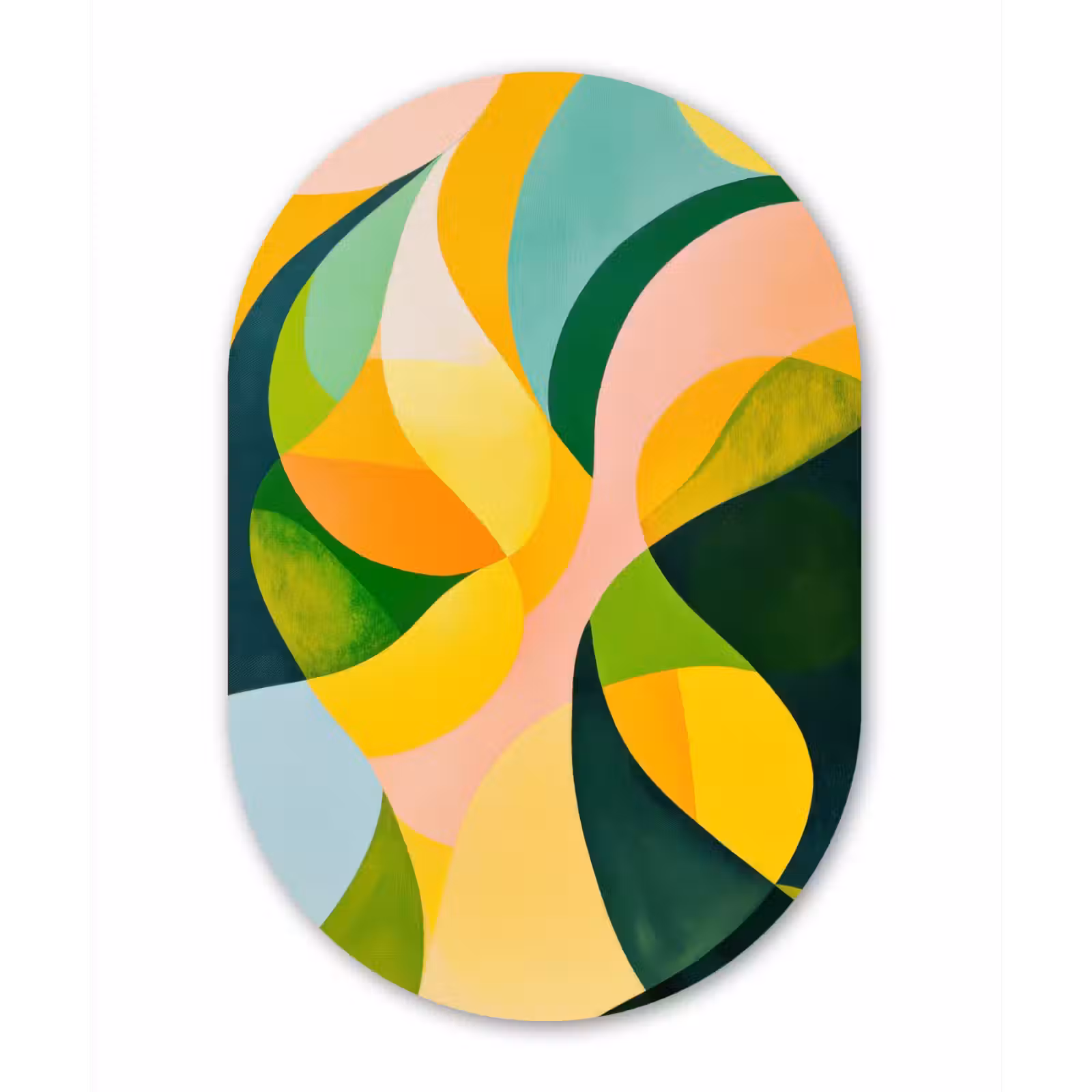 Muurovaal aluminium - Abstract - Geel - Roze - Groen — 1