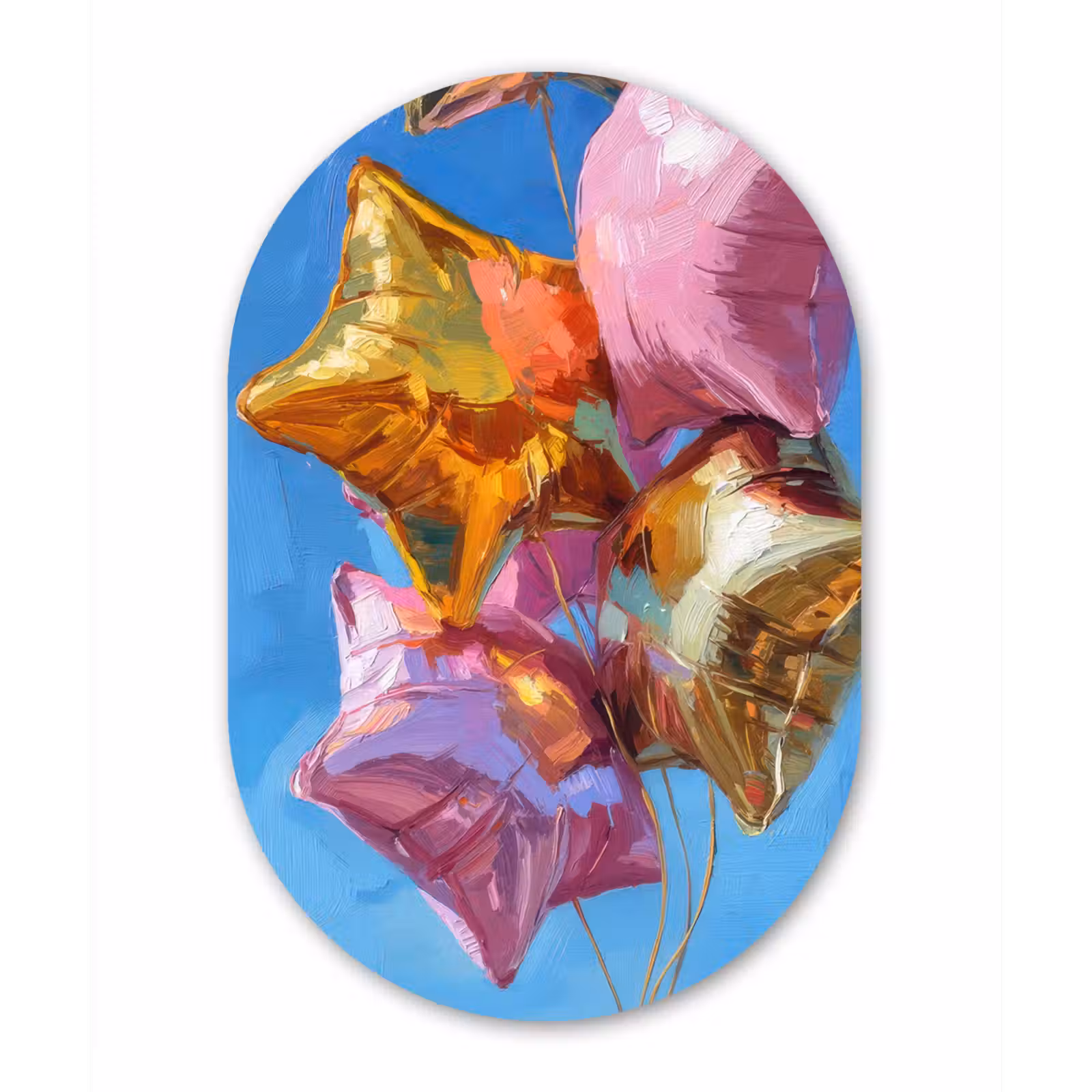 Muurovaal aluminium - Ballonnen - Goud - Stervorm - Roze — 1