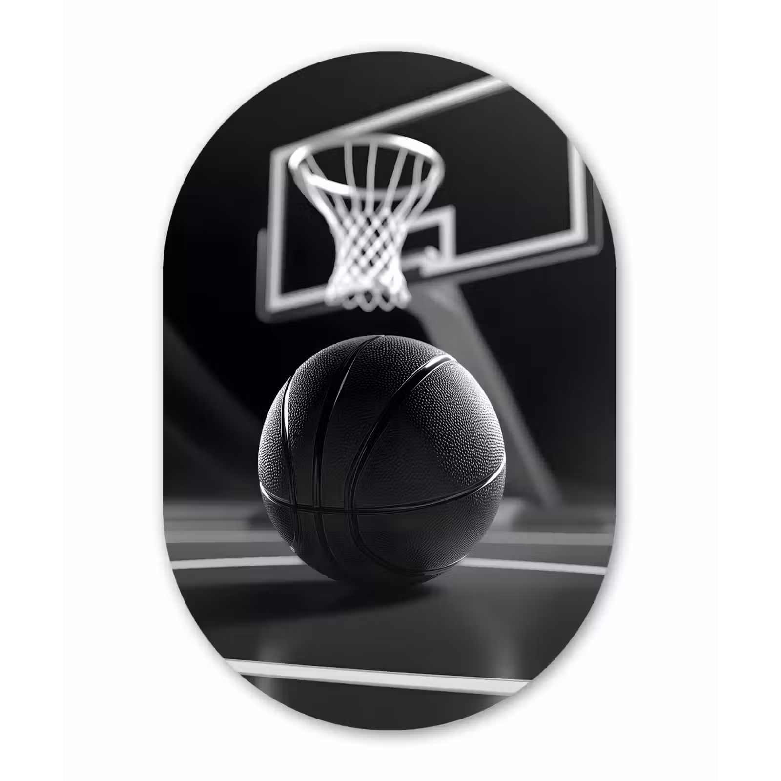Muurovaal aluminium - Basketbal - Basketbalveld - Lichtlijnen — 1
