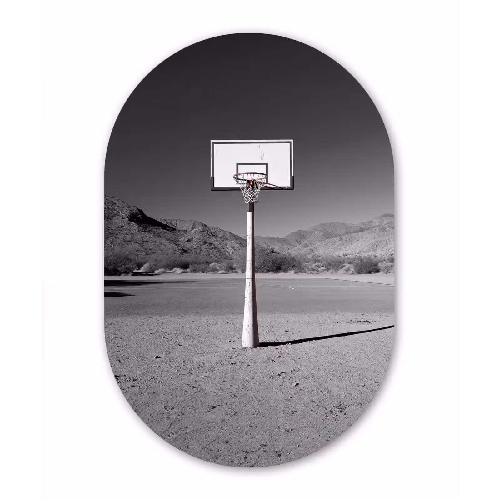 Muurovaal aluminium - Basketbalpaal - Landschap - Zand - Wit — 1