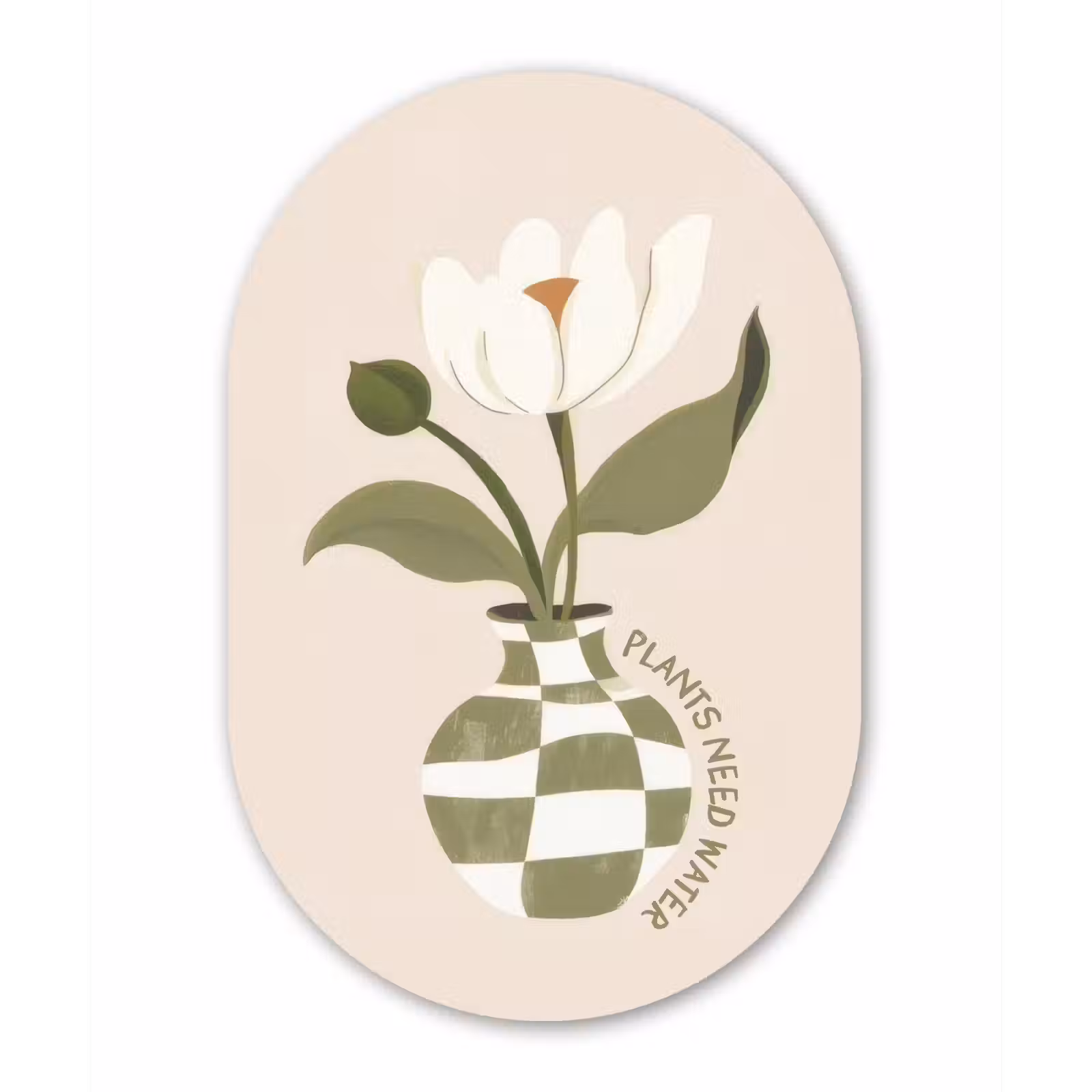 Muurovaal aluminium - Bloem - Wit - Vaas - Quote — 1