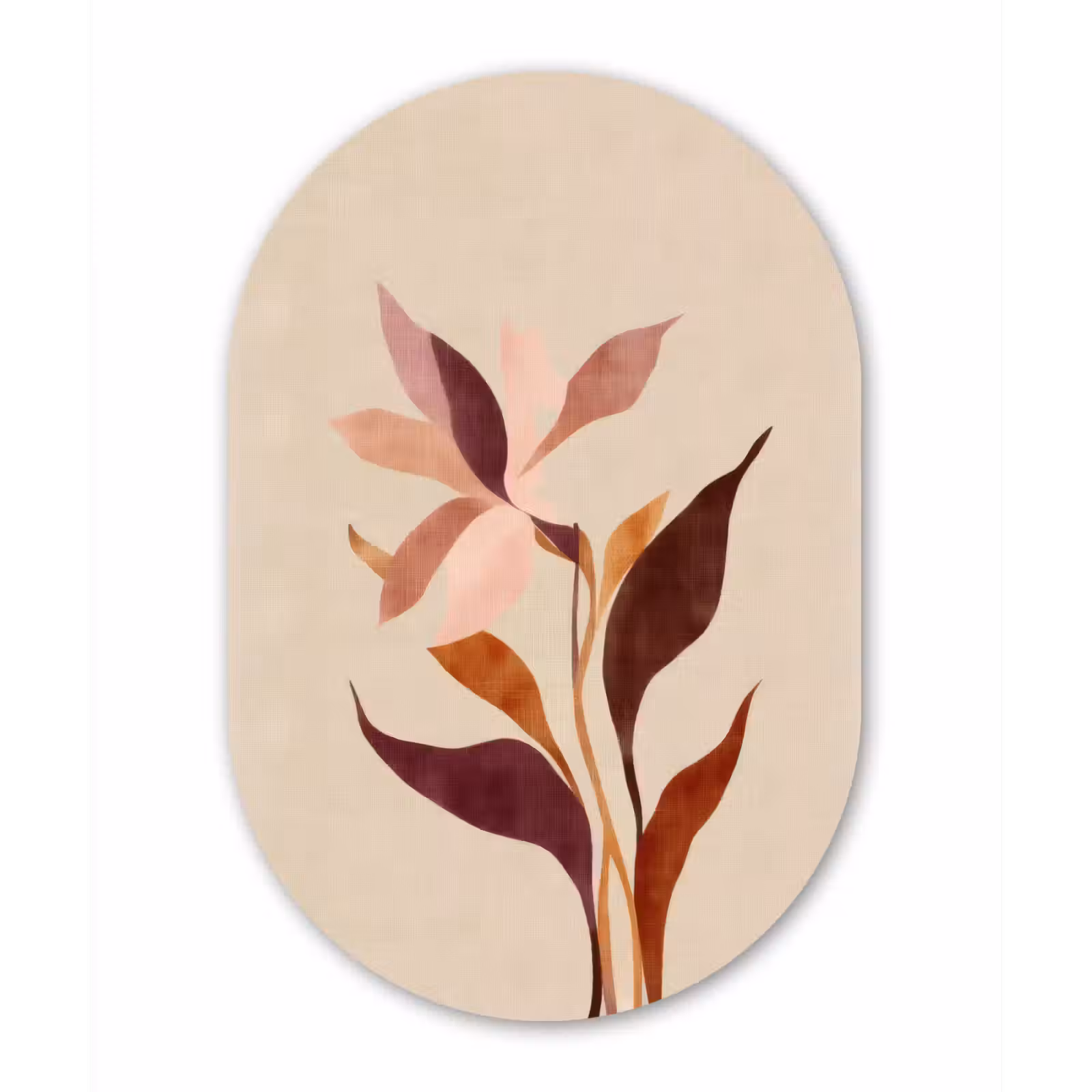 Muurovaal aluminium - Bloemen - Blaadjes - Minimalistisch - Roze — 1