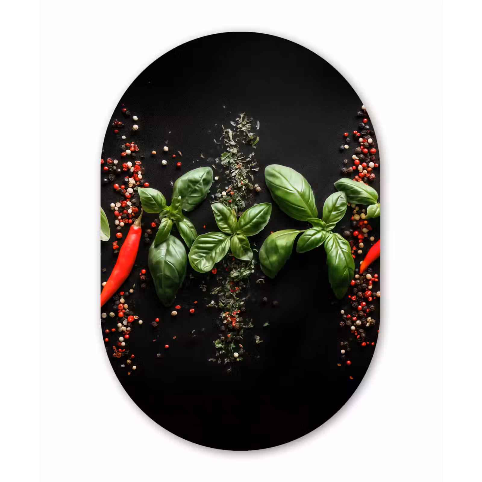 Muurovaal aluminium - Chilipepers - Basilicum - Blaadjes - Rood — 1