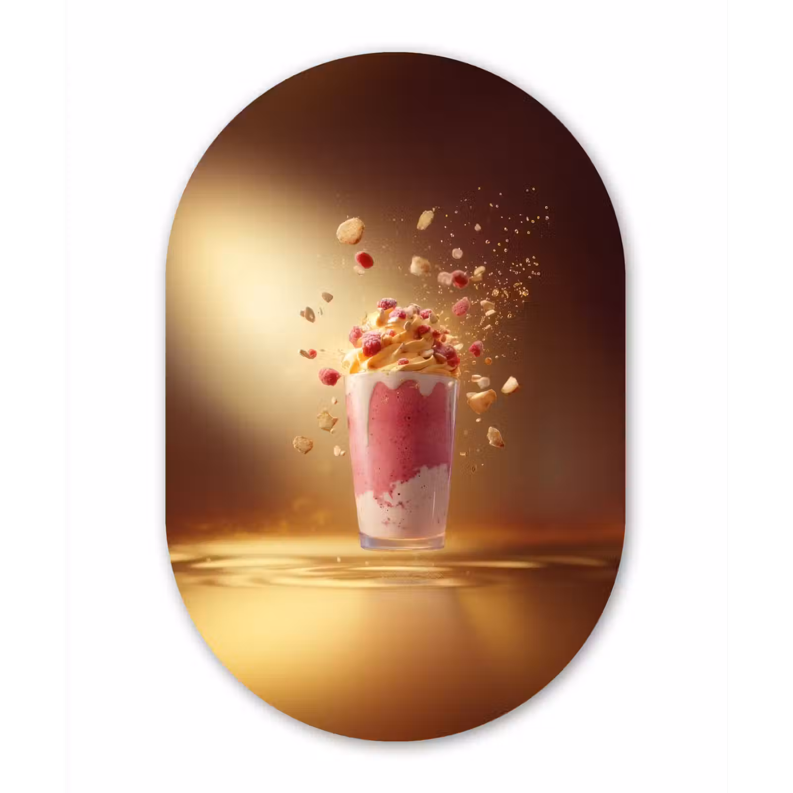 Muurovaal aluminium - Framboos - Smoothie - Drinken - Roze — 1