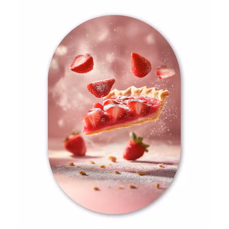 Muurovaal aluminium - Aardbei - Taart- Eten - Roze — 1