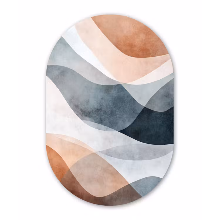 Muurovaal aluminium - Abstract - Golven - Blauw — 1