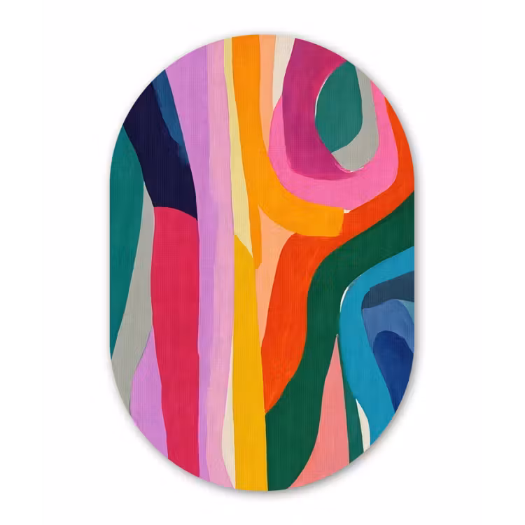 Muurovaal aluminium - Abstract - Kleurrijk - Golven - Lijnen — 1