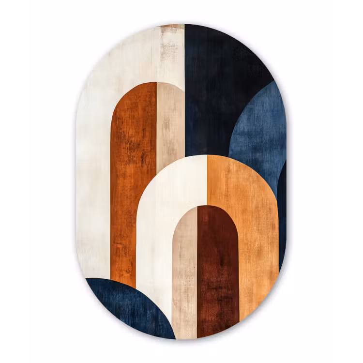 Muurovaal aluminium - Abstract - Vormen - Donkerblauw — 1