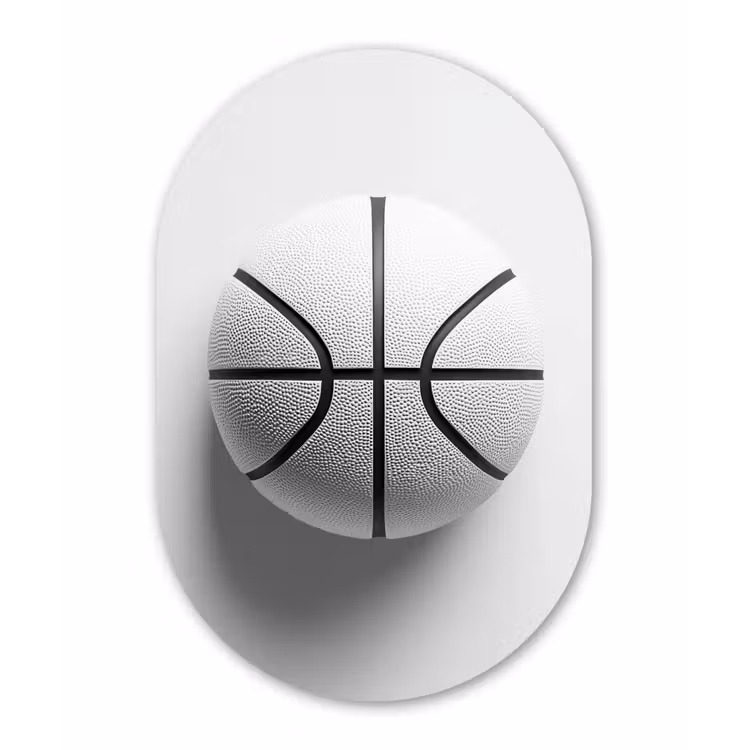 Muurovaal aluminium - Basketbal - Wit - Schaduw - Lijnen — 1