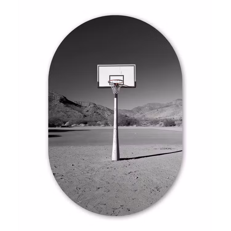 Muurovaal aluminium - Basketbalpaal - Landschap - Zand - Wit — 1