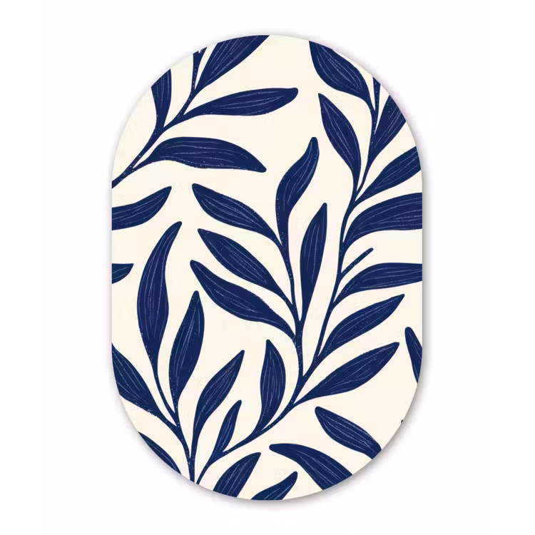 Muurovaal aluminium - Bladeren - Klimop - Donkerblauw — 1