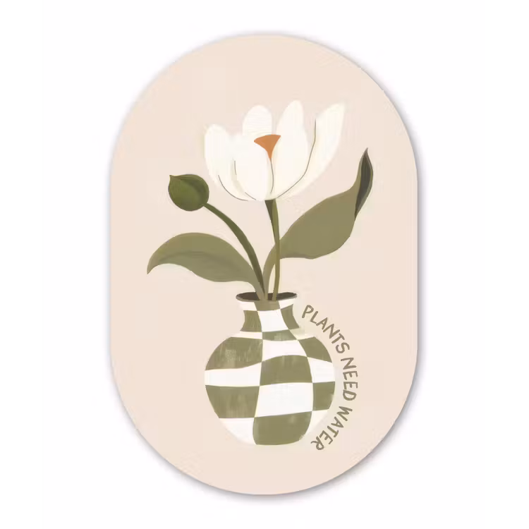 Muurovaal aluminium - Bloem - Wit - Vaas - Quote — 1