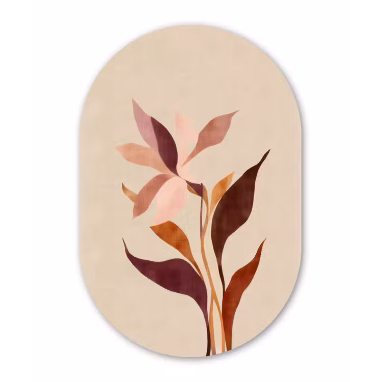 Muurovaal aluminium - Bloemen - Blaadjes - Minimalistisch - Roze — 1