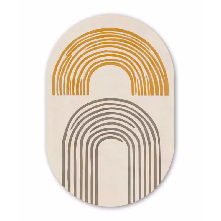 Muurovaal aluminium - Bogen - Lijnen - Oranje - Minimalistisch — 1