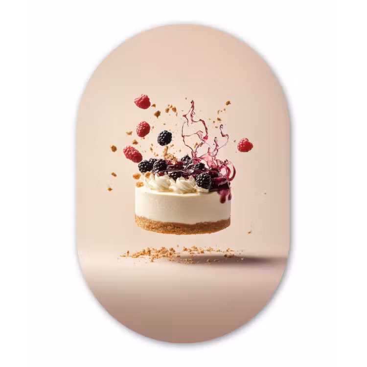 Muurovaal aluminium - Cheesecake - Eten - Roze - Taart — 1