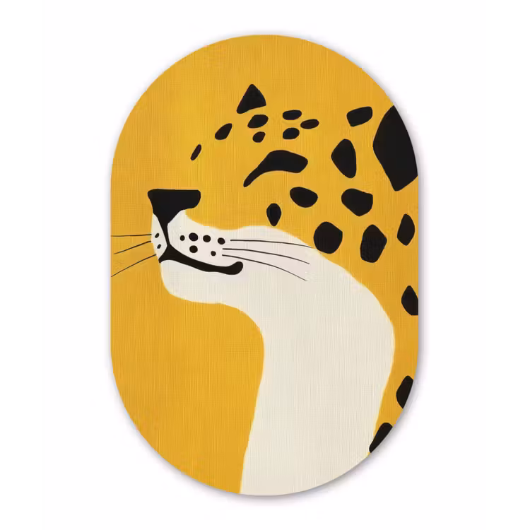Muurovaal aluminium - Cheetah - Illustratie - Geel — 1
