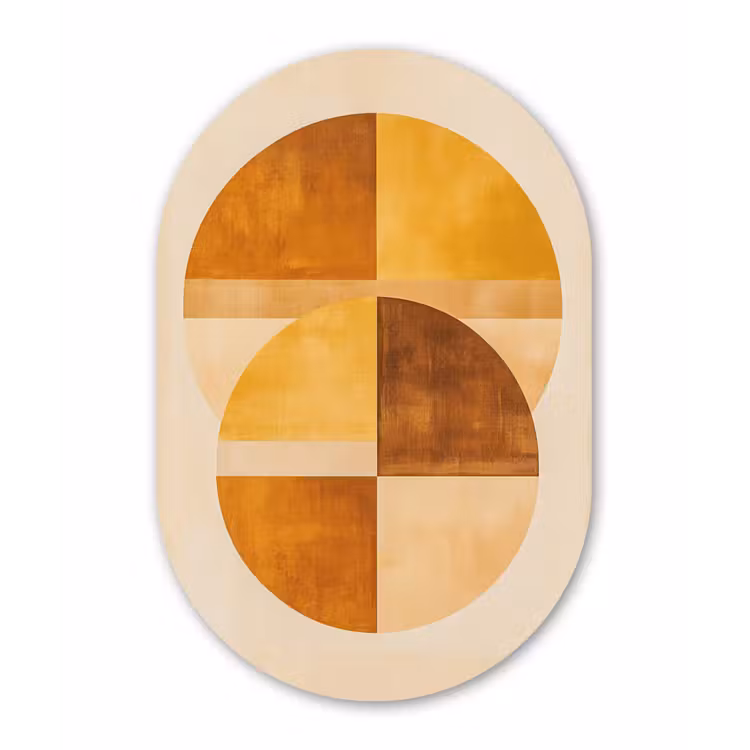 Muurovaal aluminium - Cirkels - Geel - Minimalistisch — 1