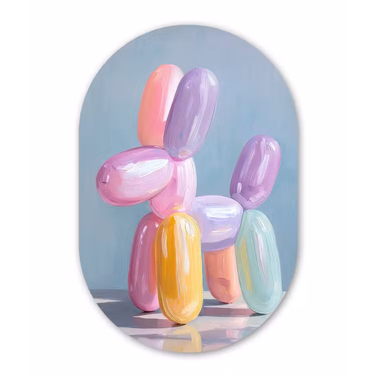 Muurovaal aluminium - Dier - Ballon - Pasteltinten - Glanzend — 1