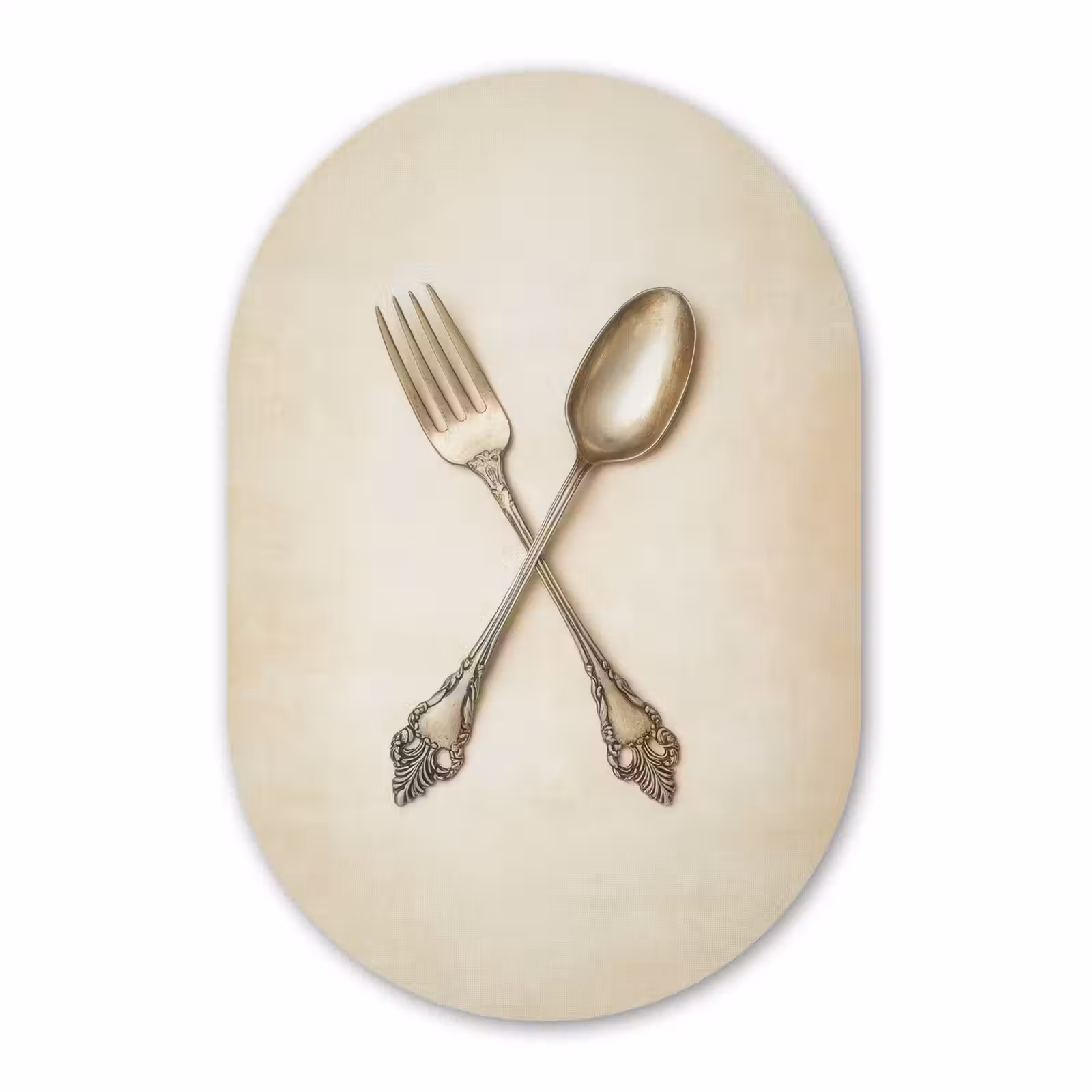 Muurovaal aluminium - Beige - Vintage - Bestek — 1