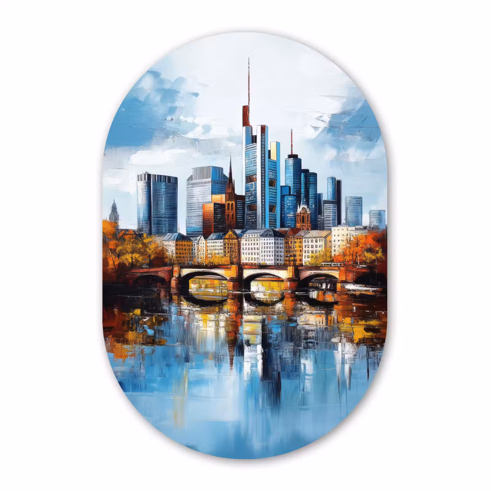 Muurovaal aluminium - Bomen Frankfurt- Stad - Skyline - Brug — 1