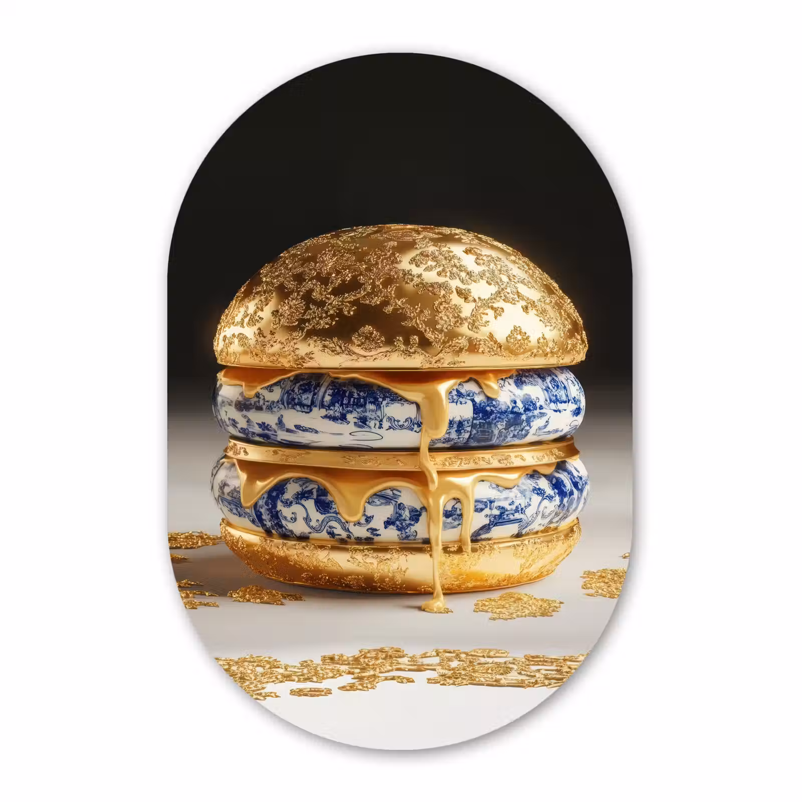 Muurovaal aluminium - Delftsblauw - Goud - Burger — 1