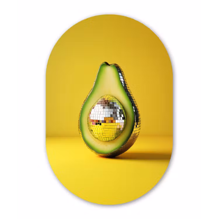 Muurovaal aluminium - Avocado - Discobal - Geel - Glitter — 1