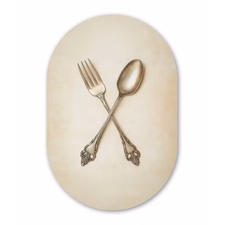 Muurovaal aluminium - Beige - Vintage - Bestek — 1