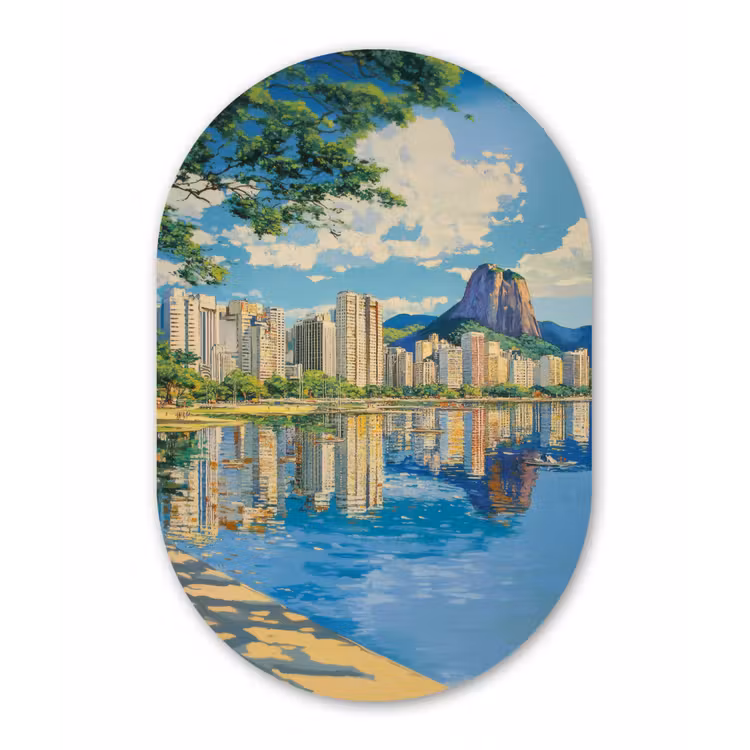 Muurovaal aluminium - Berg - Skyline - Strand - Water — 1