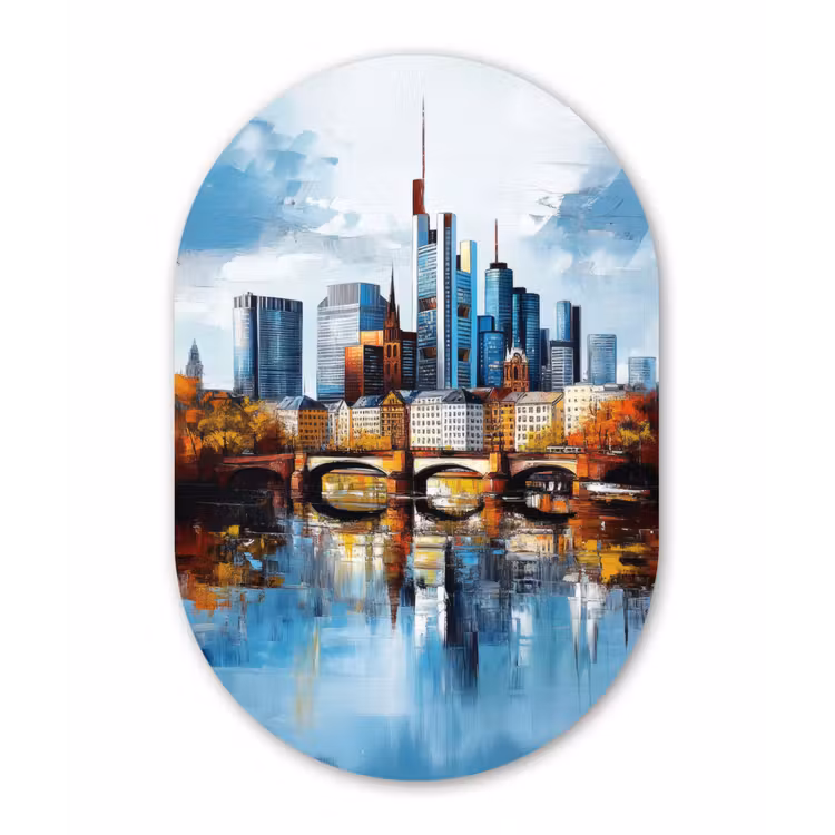 Muurovaal aluminium - Bomen Frankfurt- Stad - Skyline - Brug — 1