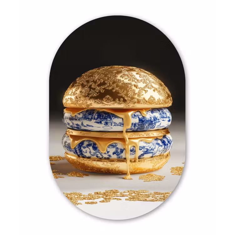 Muurovaal aluminium - Delftsblauw - Goud - Burger — 1